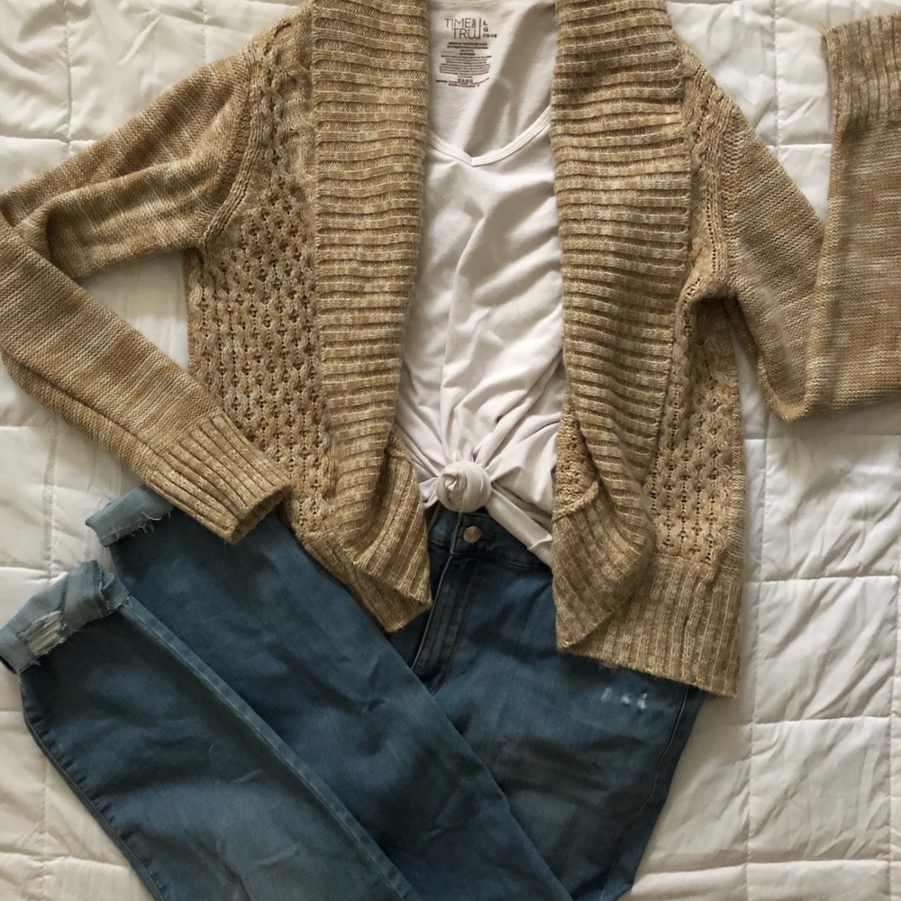 Faded Glory Beige Cardigan | XL